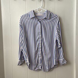 Mango Striped Button-Down Top - Blue/White, 2